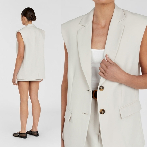 Dissh Rowan Sleeveless Blazer Bone - Picture 2 of 9